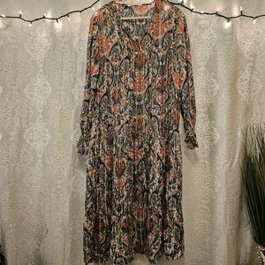 Zara Vibrant Patterned Long Sleeve Dress